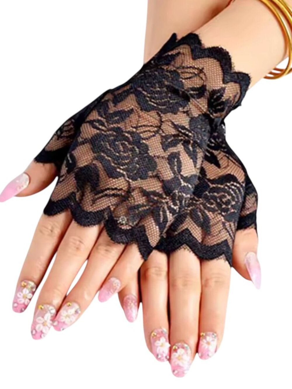 Gothic Lace Fingerless Gloves For Women